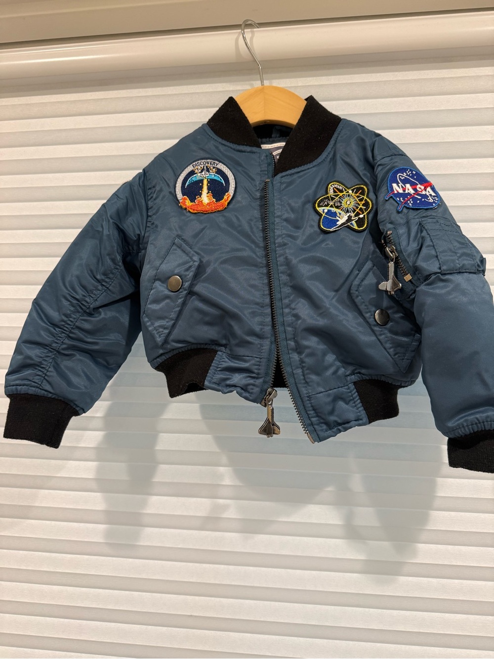 Kids NASA Patch Bomber Jacket - Blue